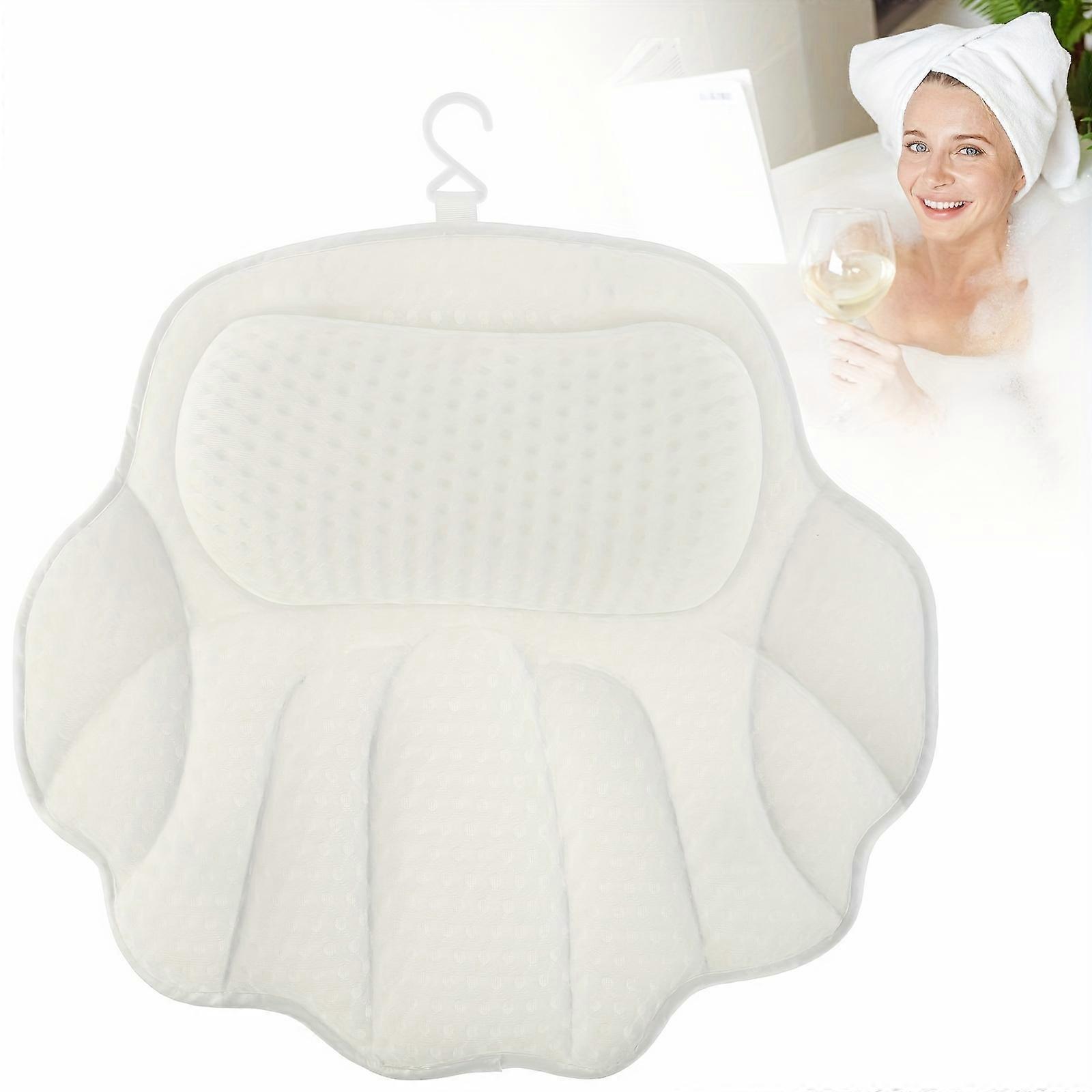 Luxury Bath Pillow - Ultra-Comfortable Ergonomic Design with 4D Air Mesh - 6 Strong Suction Cups for Non-Slip Support - Perfect Spa Cushion for Head,