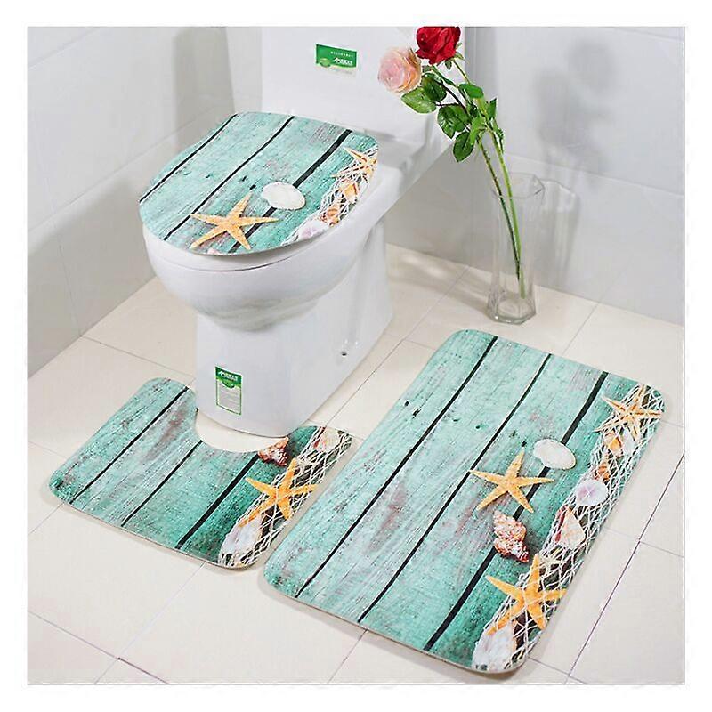 Floor mat starfish bathroom mat three-piece toilet mat bathroom non-slip mat guard machine washable floor mat door mat door mat