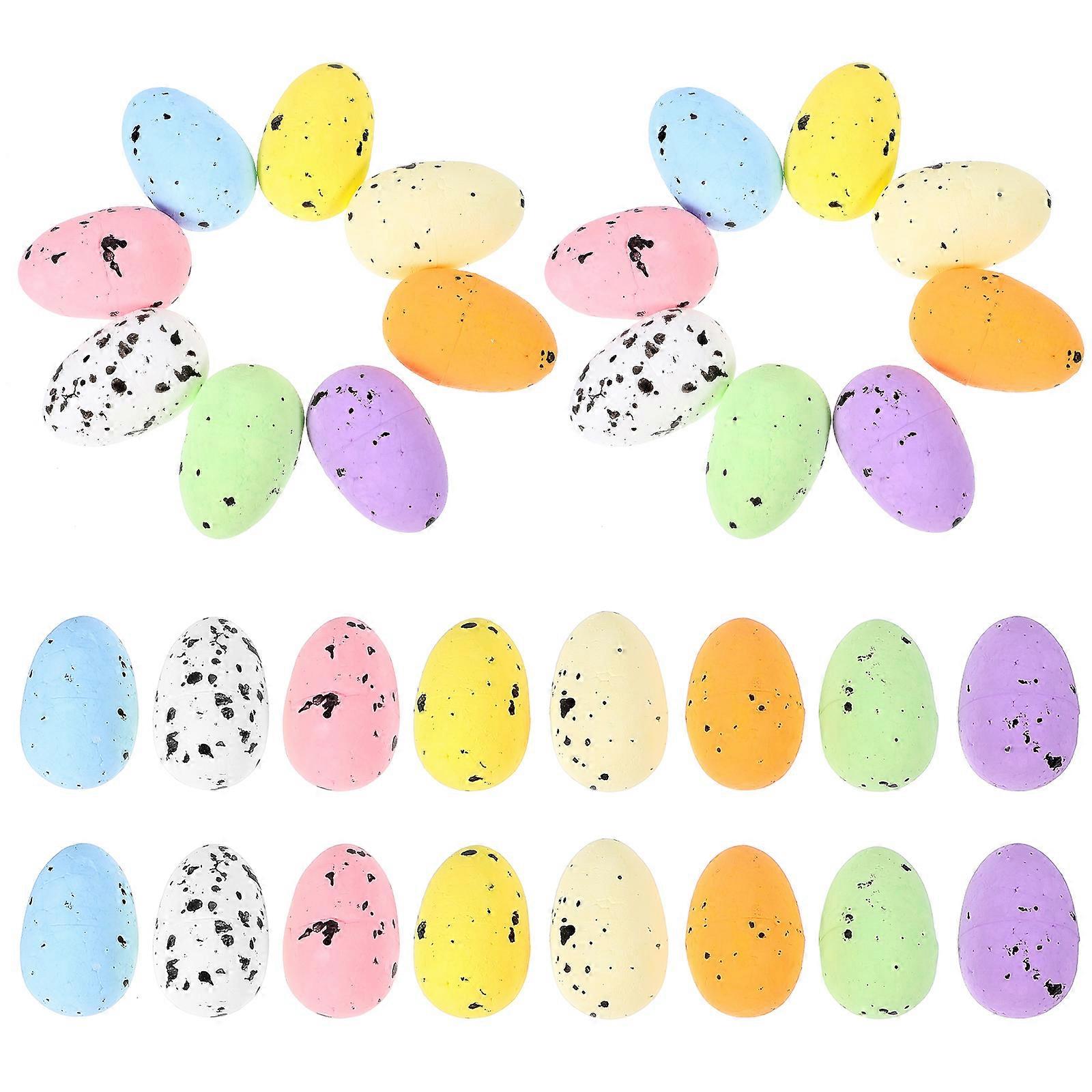 60pcs Simulated Bird Egg Decorations Easter Eggs Ornament Reusable Foam Eggs Easter Party Layout