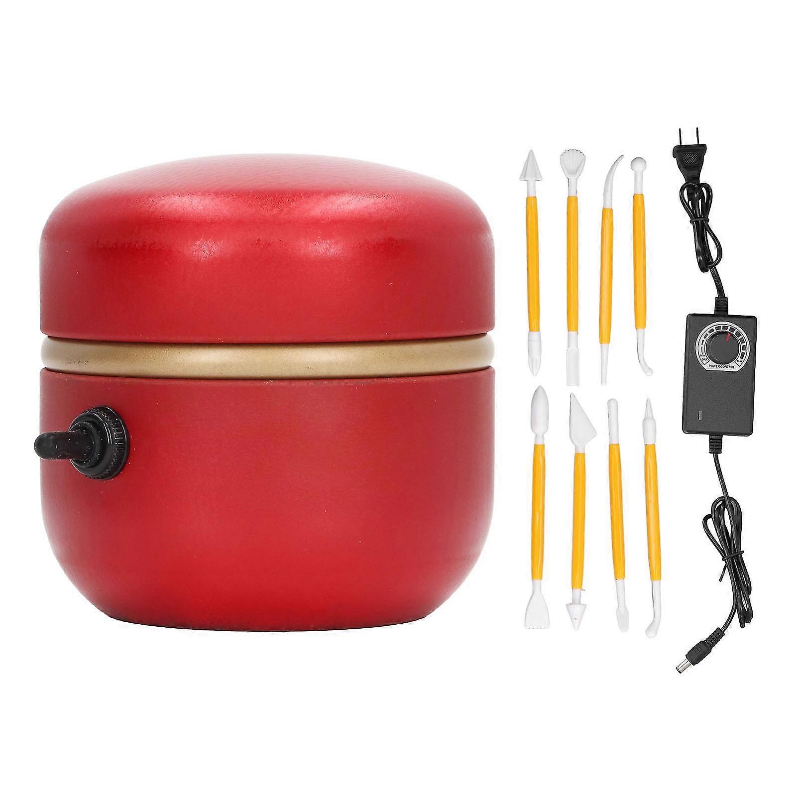 Mini Electric Pottery Wheel Machine - Small, Portable DIY Ceramic Work Tool (Red)