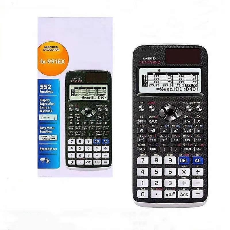1PCS ل FX-991EX آلة حاسبة علمية 552 وظيفة جدول بيانات أسود