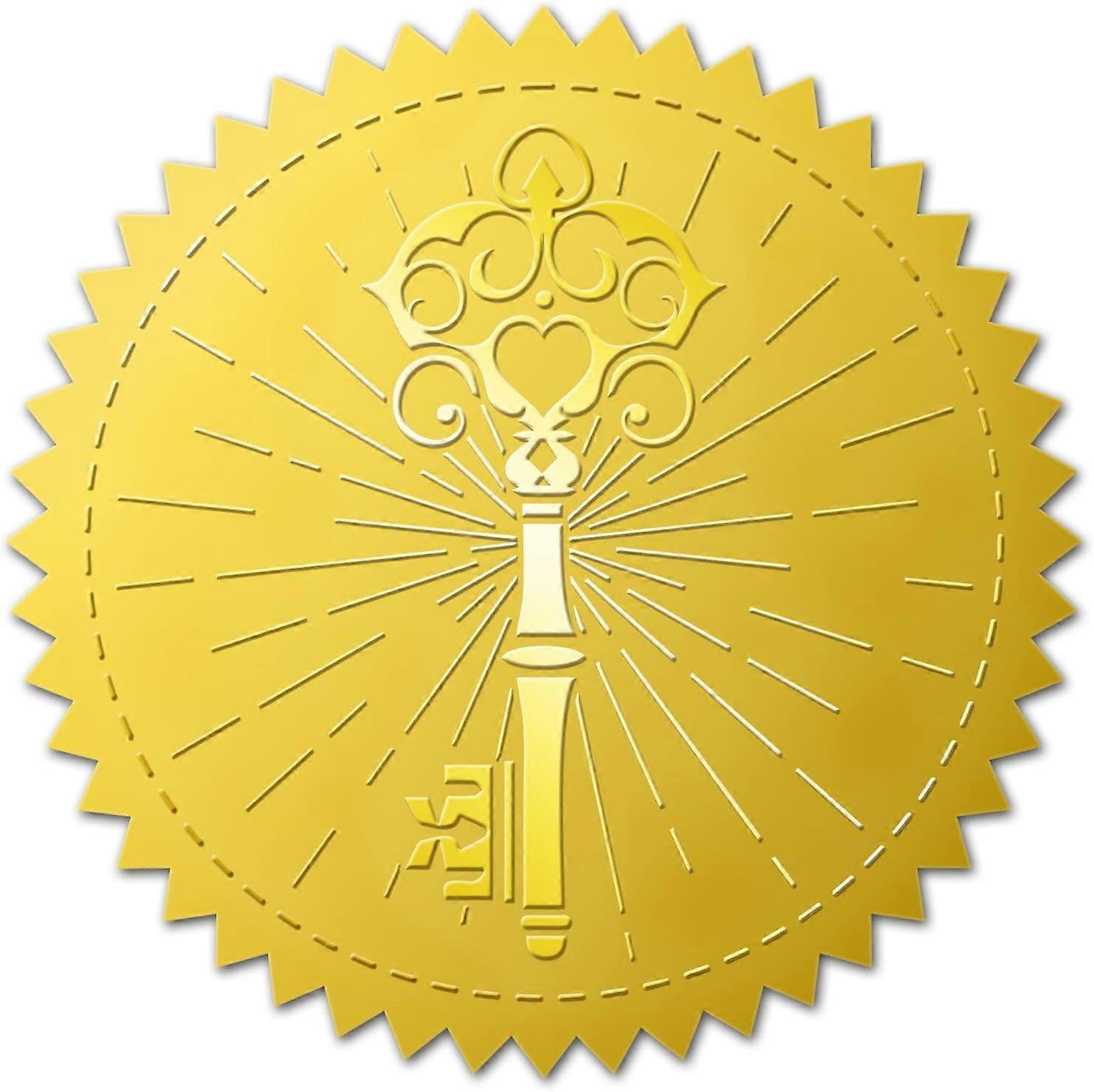 100pcs Pattern Self Adhesive Gold Foil Embossed Stickers Embossed Certificate Seals