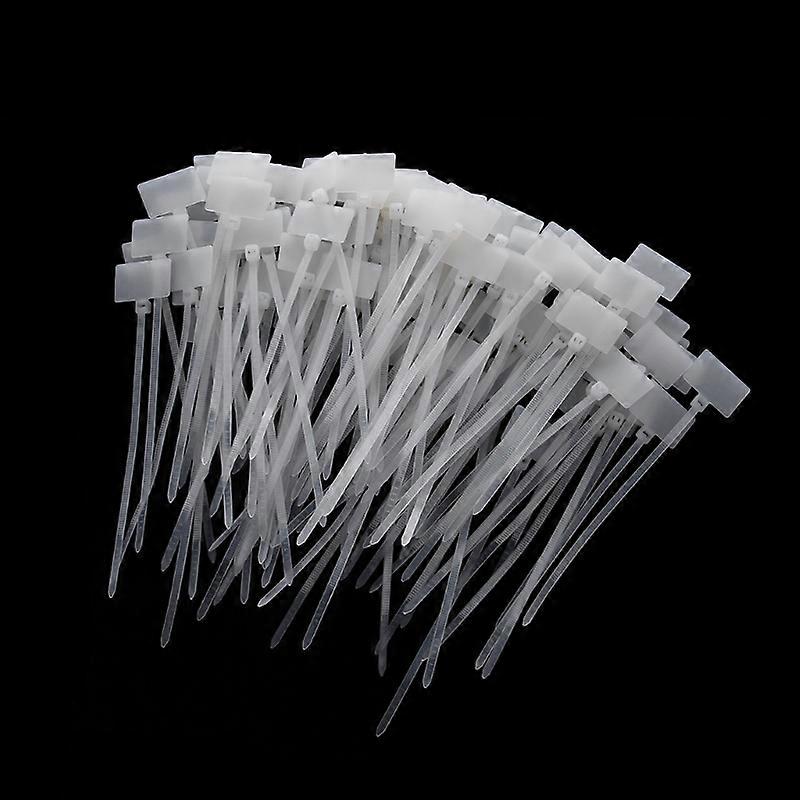 100 Pcs White Plastic Nylon Mark Tags Label Sticker Cable Zip Ties 2x11cm