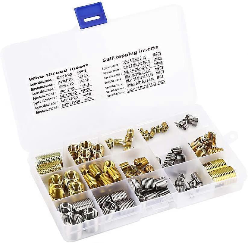 116pcs Helicoil Thread Inserts and Self-Tapping Steel Set with Storage Box