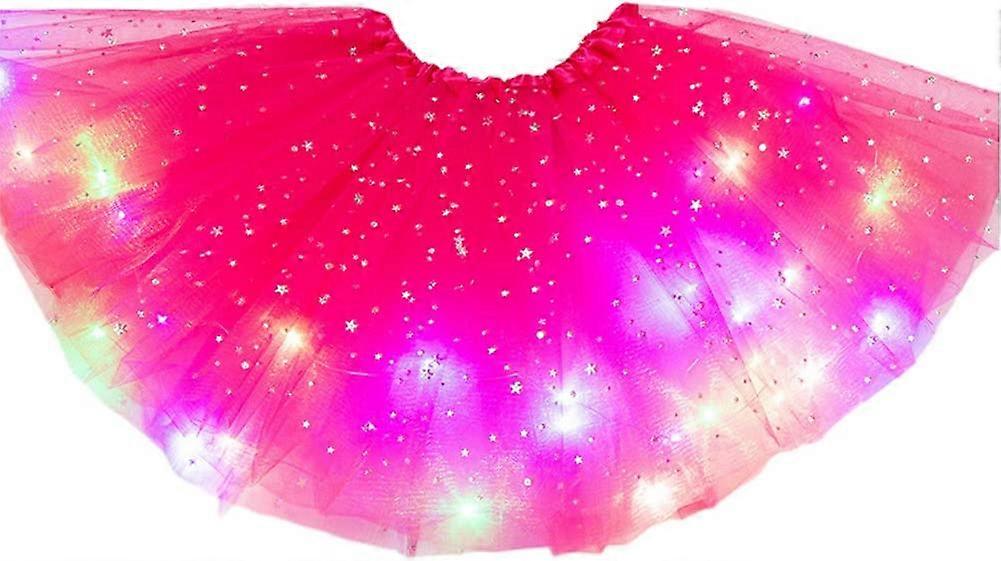 Lányok Tutu szoknya LED lámpákkal Gyermek szoknya Classic tüll Tutu szoknya (rózsapiros)