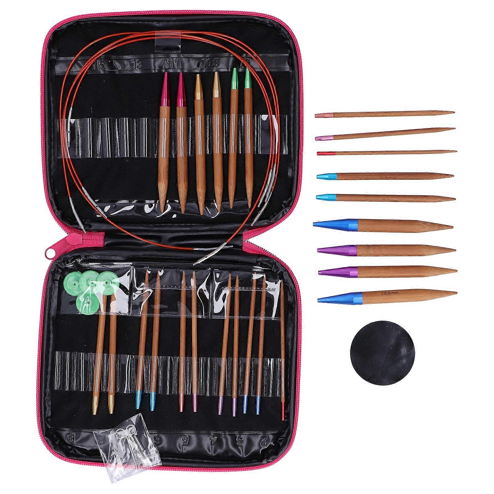 Bamboo Needle Carbonized Removable Circular Double Pointed Needle Sweater Knitting Tool YEMAA