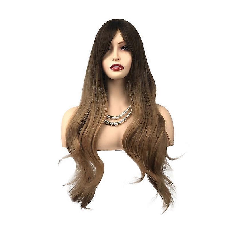 Big wave matte silk Wig Dark Brown dyed lady
