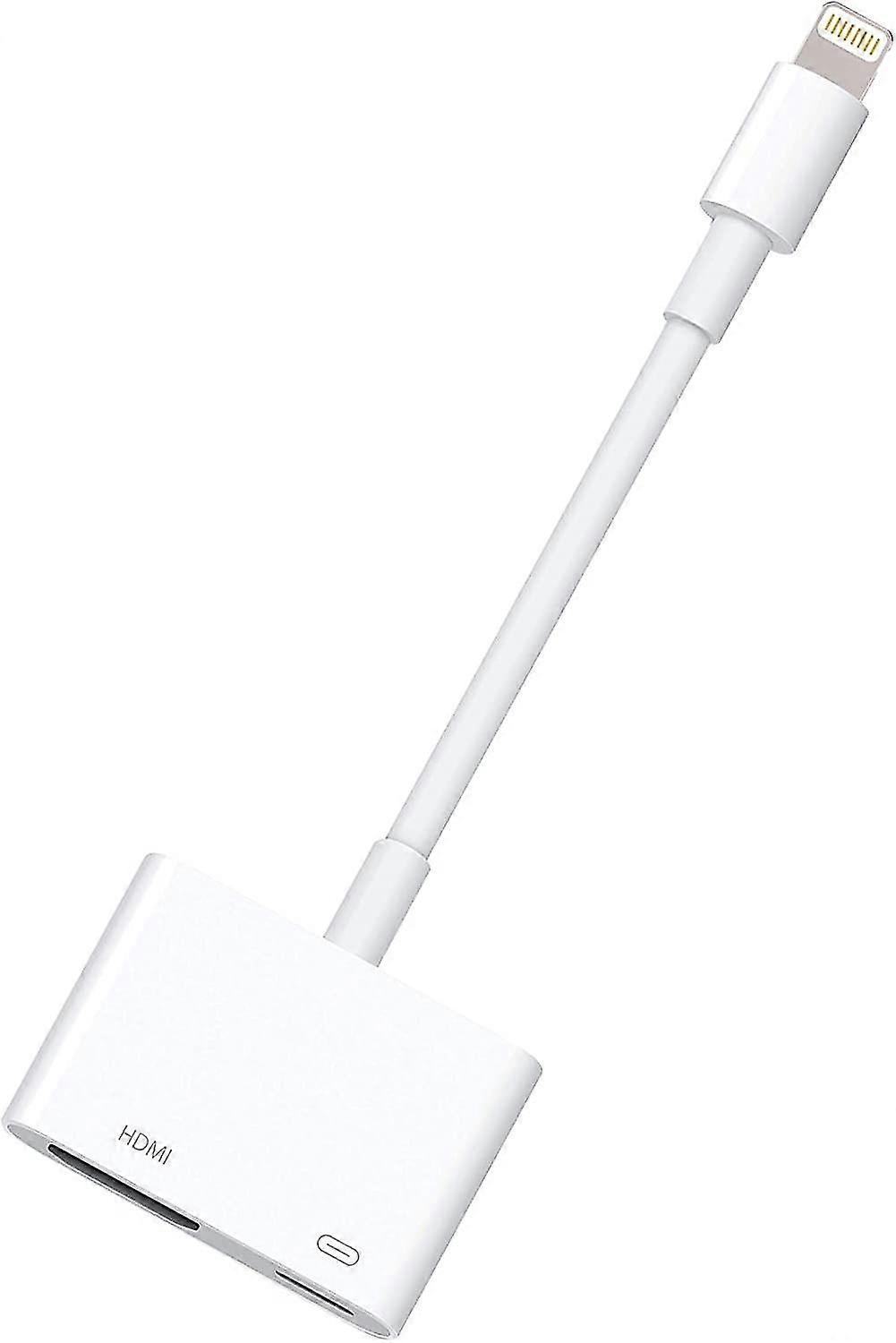 Digitální AV adaptér Lightning na HDMI adaptér 1080p s bleskovým nabíjecím portem pro vybrané modely iPhone, iPad a iPod a projektor tv monitoru (whit