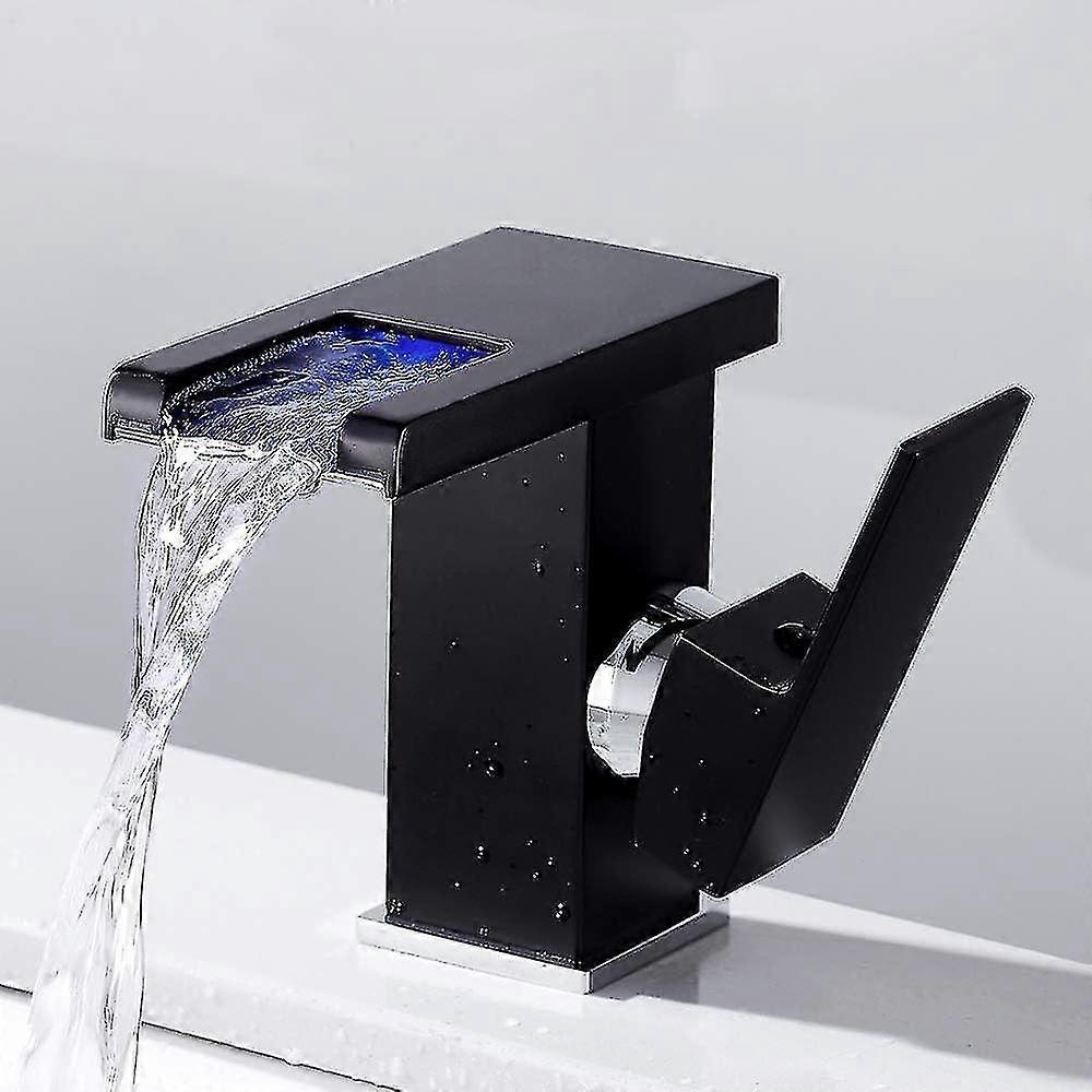 Waterfall Led Bathroom Faucet, Black