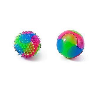 2pcs hund ball glødende kjæledyr thorn ball rund ball ledet flash bouncy pet ball tenner ball interaktiv kjæledyr leketøy