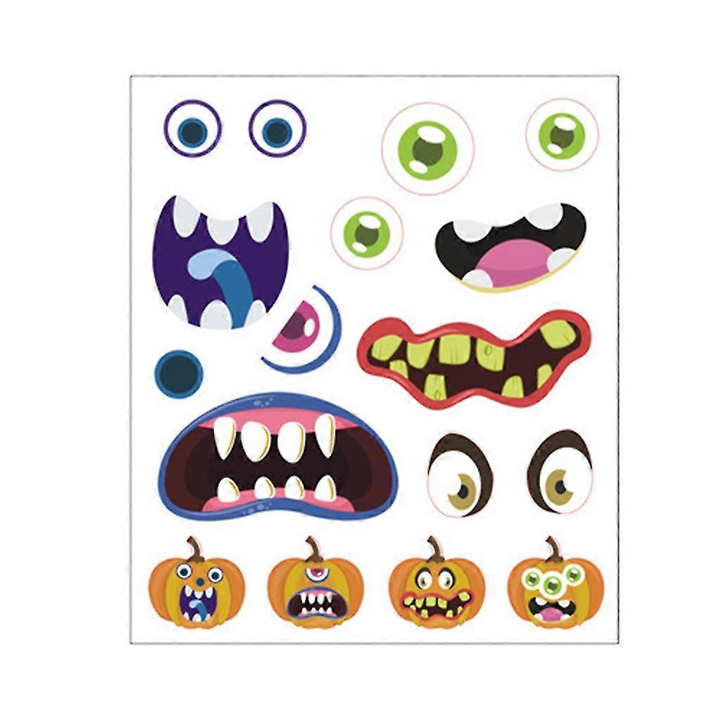 Halloween Pumpkin Decorating Stickers Funny Expression Lantern Diy Face Decals