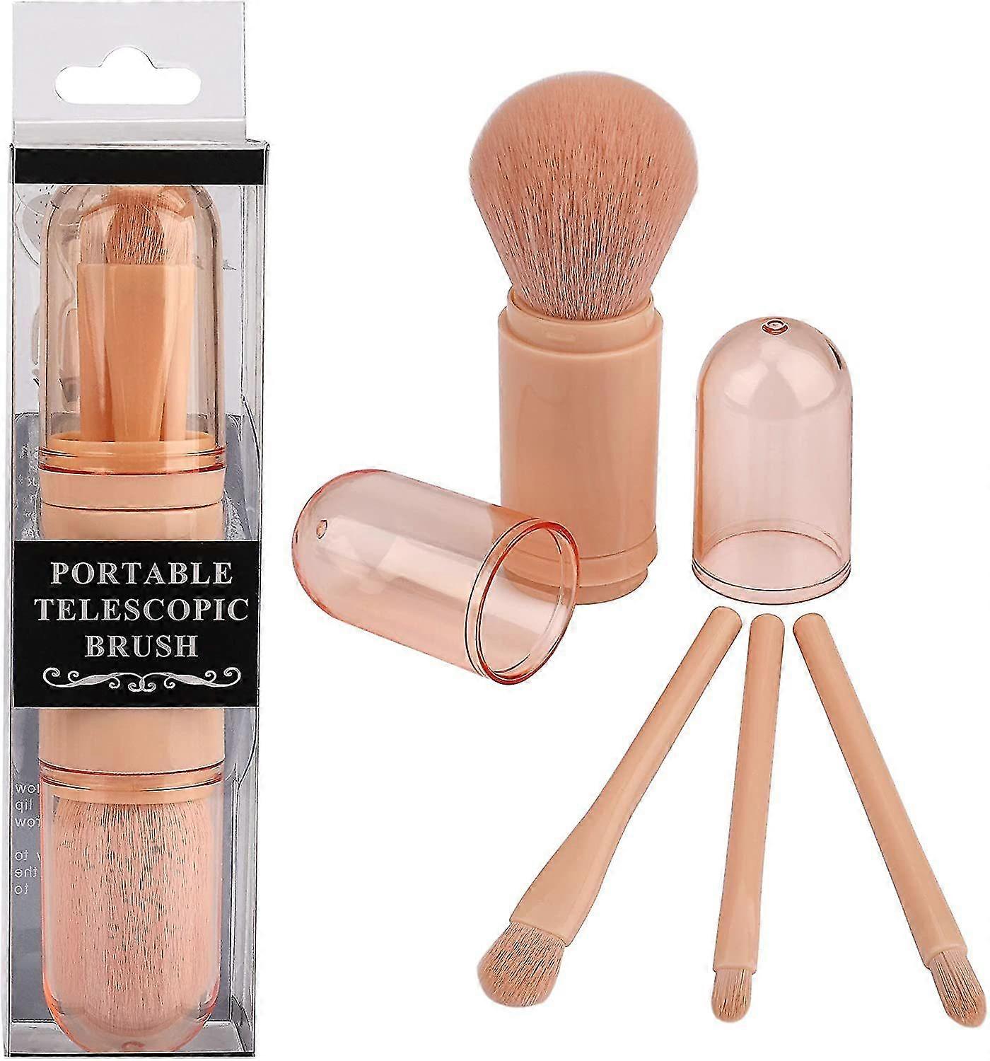 4 in 1 Retractable Makeup Brush Set, Multipurpose Powder Eyeshadow Brush(Black)