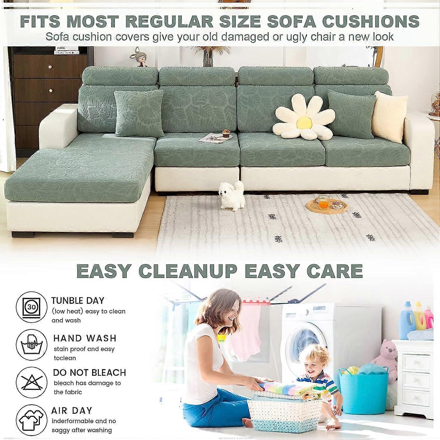 EURHOWNG Copridivano Universale A Forma Di L - Elasticizzato E Antiscivolo Per Divano Componibile Con Chaise Longue - Grigio Chiaro (88% Poliestere, 12% Spandex) - 3