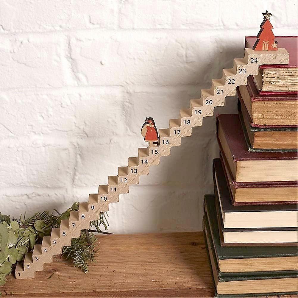 Funny Santa Stairs Countdown Calendar Travelling Rudolph Advents Calendar Retro Wooden Table Ornaments