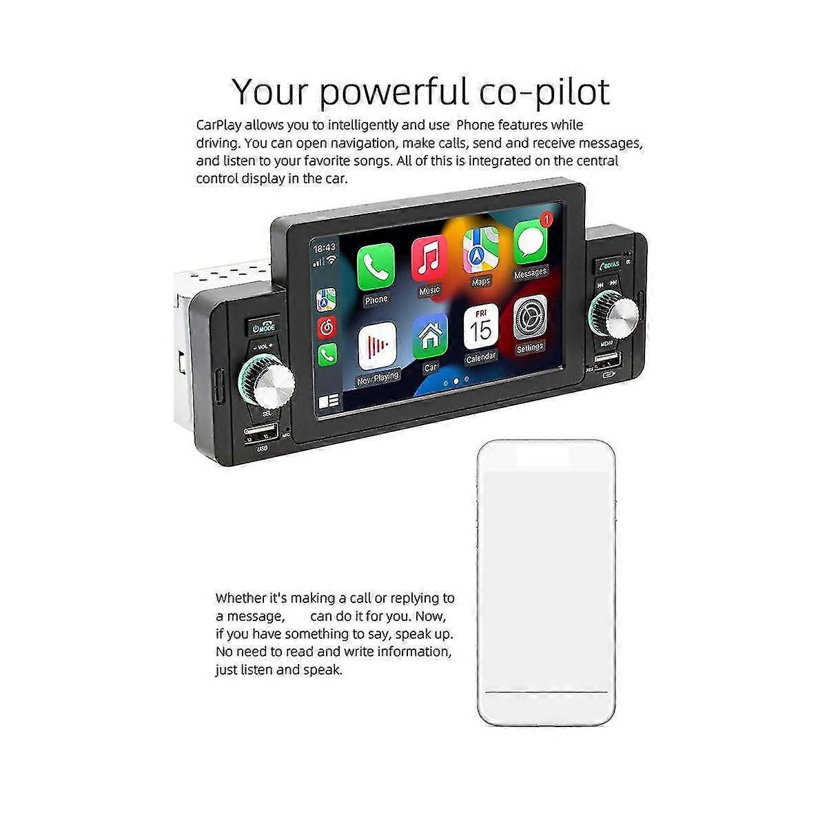 1 Din 5 Zoll Autoradio Auto Radio Bluetooth MP5 Player mit für Carplay Android Auto Tf USB FM Touc