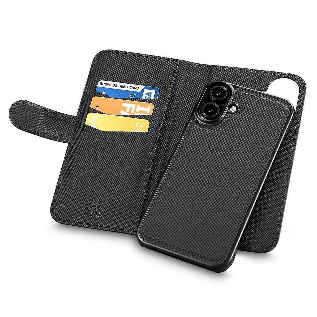 Lompakkokotelo 2-in-1 iPhone 16 Plus - Musta