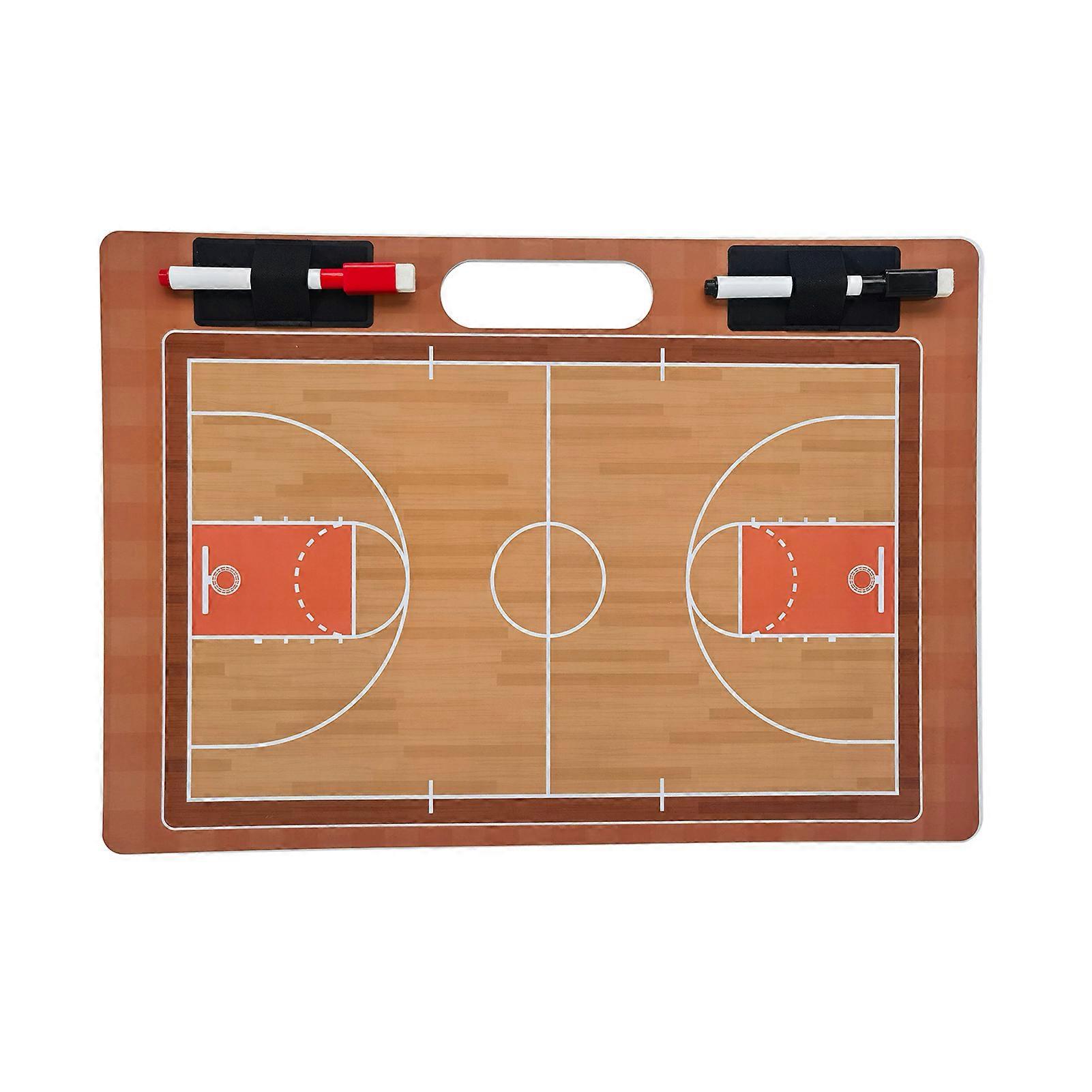 Basketball Dry Erase Clipboard with Handle Smooth Surface Portable Handheld Double Sided Basketball Coaching Board with Markers