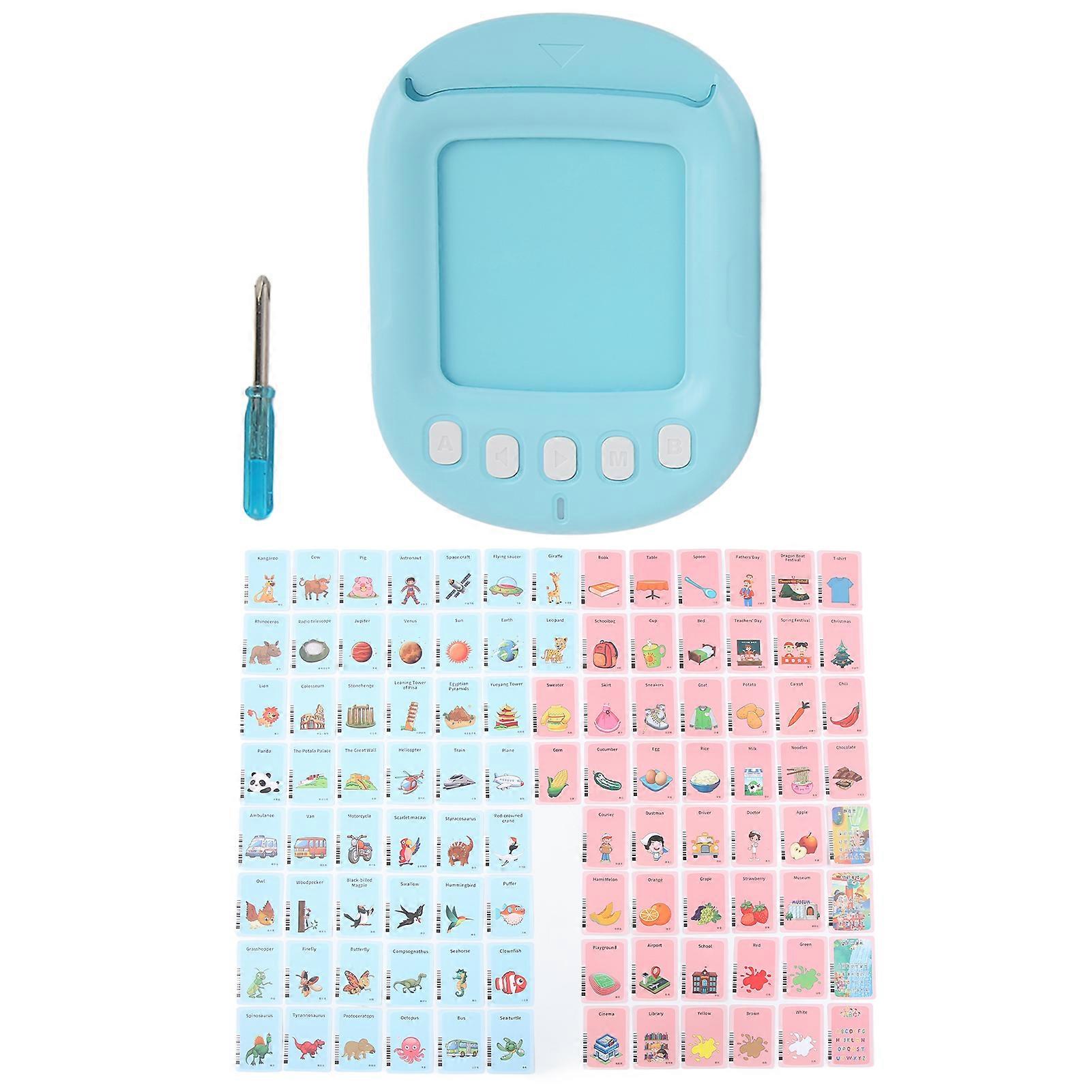 Card Early Education Machine Bilingual Simple Operation Rounded Corner Design Blue Children Learning Toy