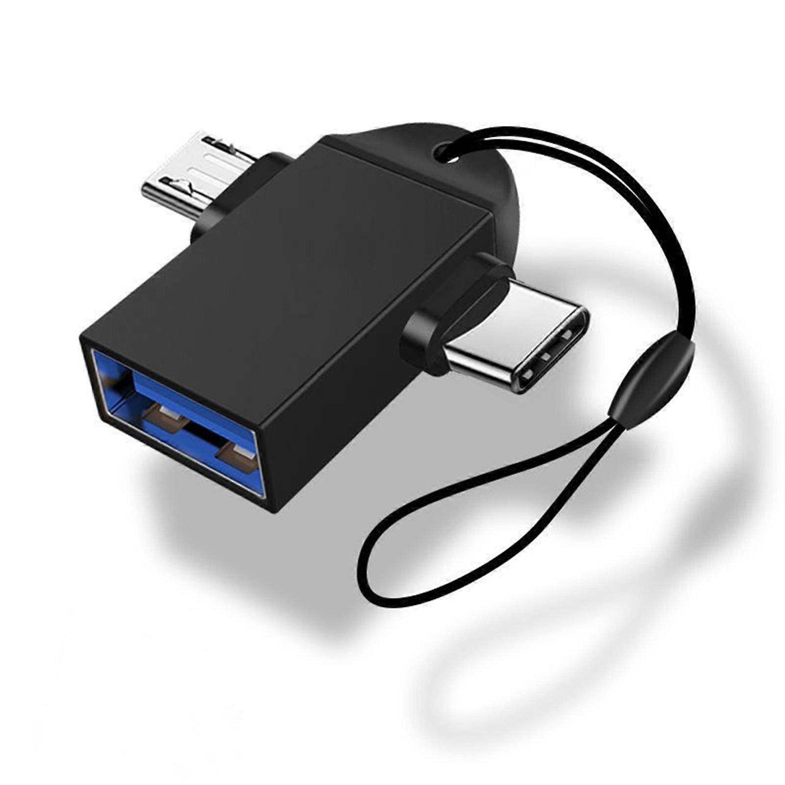 USB 3.0 Dual Head OTG Adapter with Micro USB & Type-C Male Connector Plug & Play