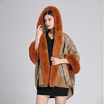 Damen Faux Pelz Trim Mantel Schal Wrap Winter Vinta Produktbild-Vorschau 4