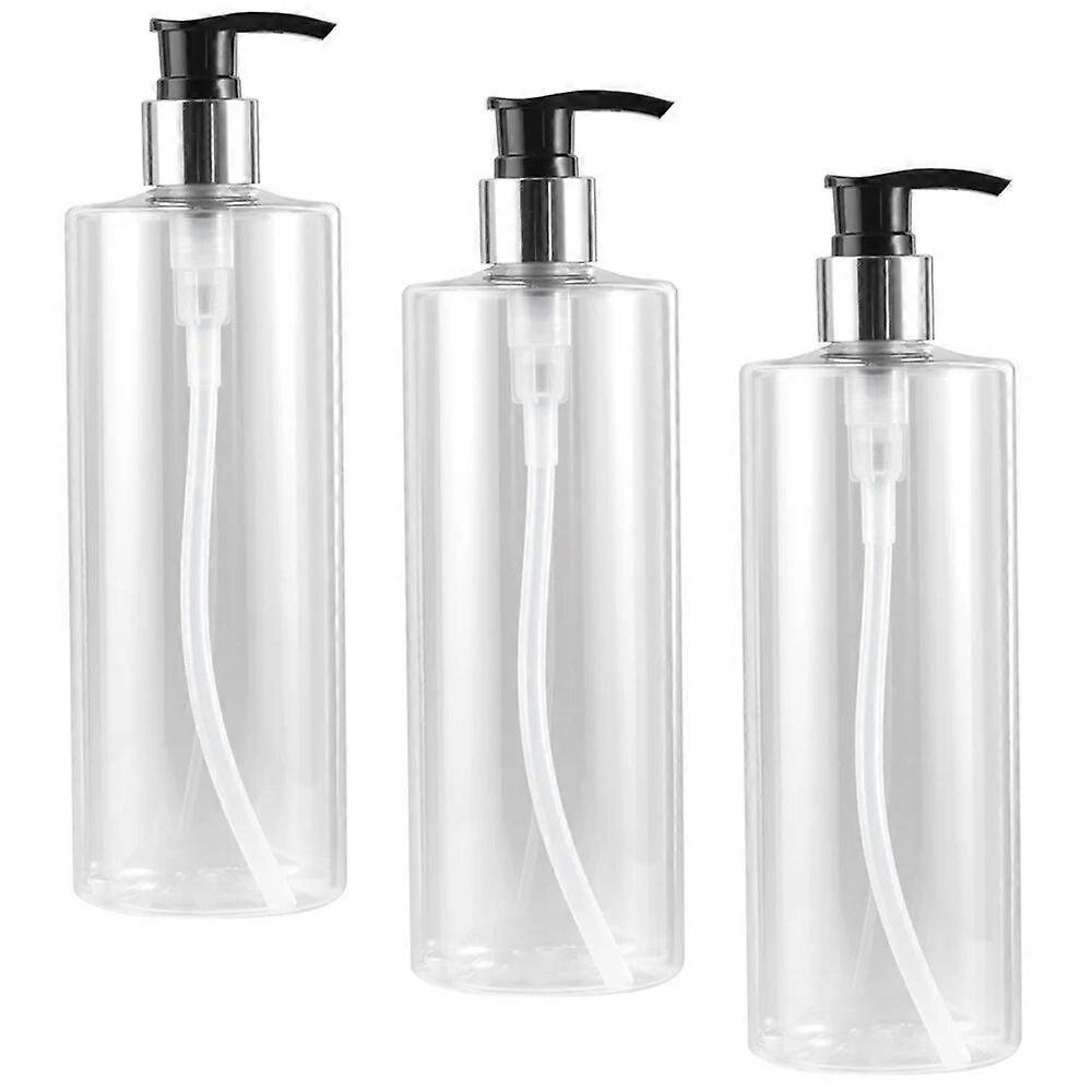 3PCS 500ml Press Pump Bottles Transparent Shower Gel Press Pump Bottle Round Empty Pump Bottles Reusable Soap Hand Sanitizer