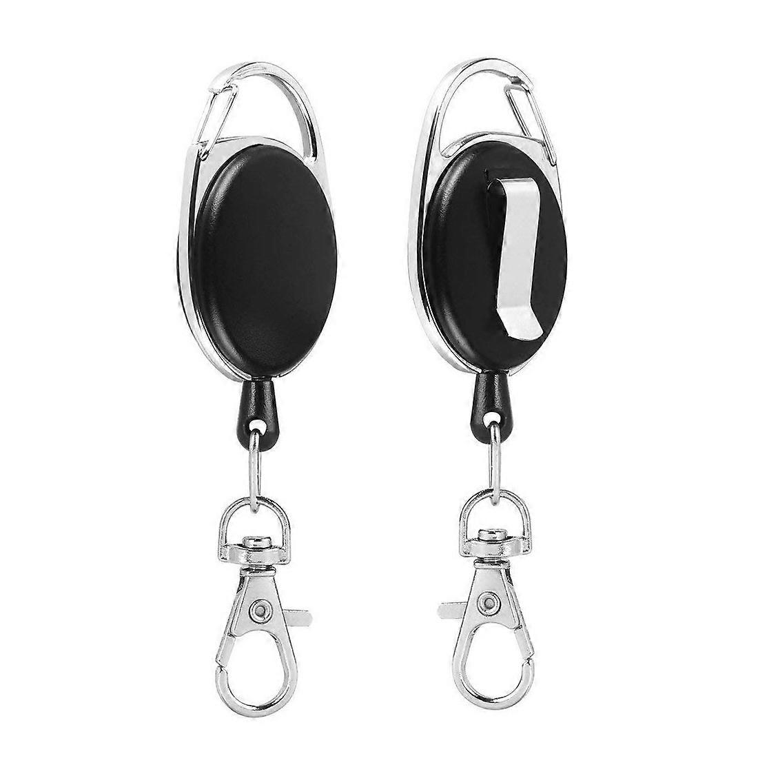 2pcs Retractable Key Chain Key Fob Extendable Badge Reel Keychain Reel
