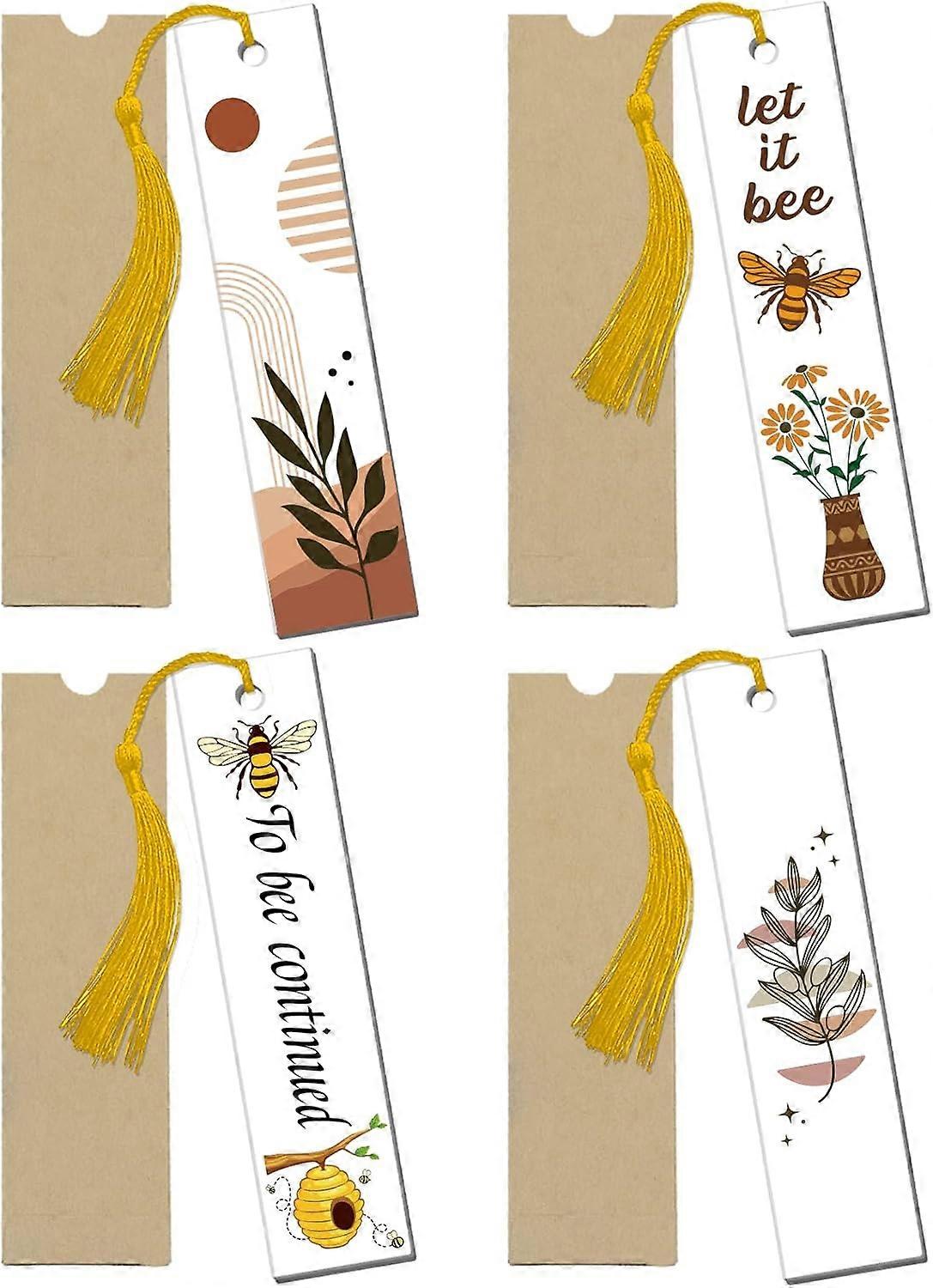 4Set Acrylic Bookmark Inspiring Clear Acrylic Bookmarks with 4Pcs Tassels Rectangle Book Marker Tags for Readers Teachers Classmates Graduation Birthd