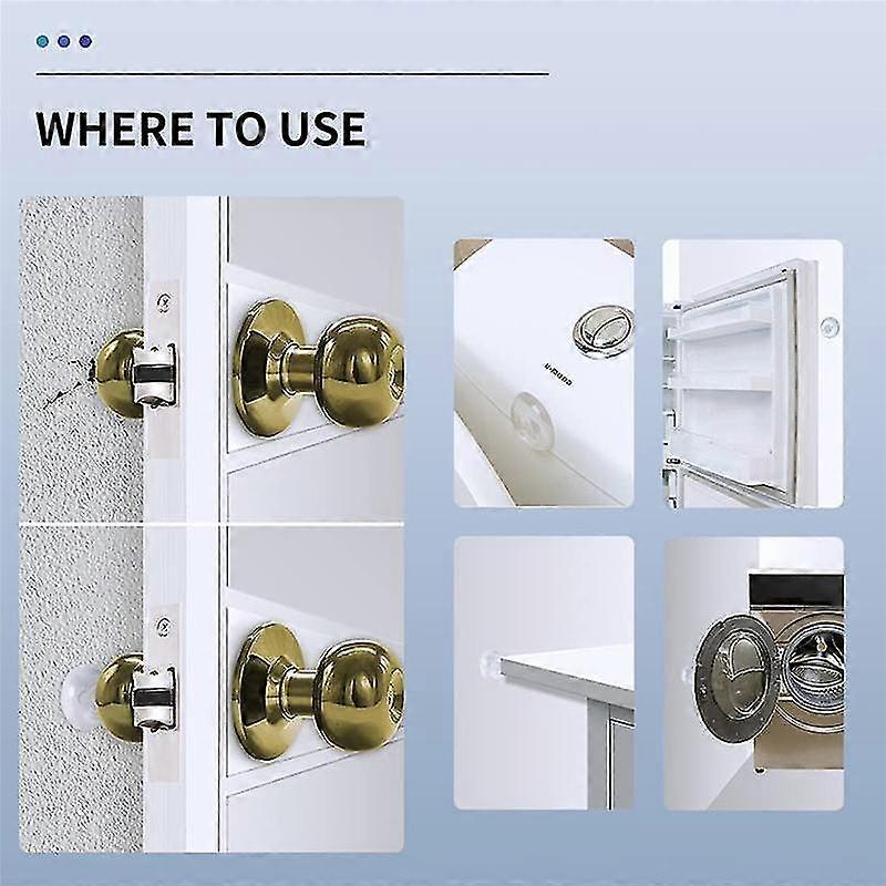 6 Pcs Clear Door Stoppers Wall Protector-adhesive Reusable Bumper Protector, Quiet, Shock Absorbent