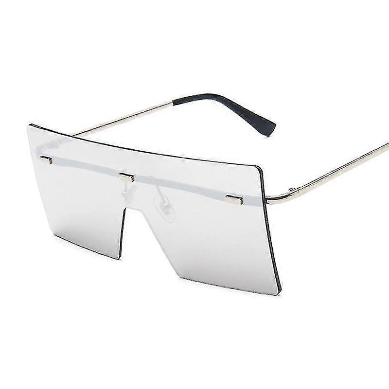 Fashion Oversized Rimless Sunglasses Women Luxury Brand Square Sun Glasses Vintage One-piece Big Frame Mirror Oculos De Sol