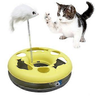 Cat Interactive Toys Roller Catch Ball Pet Kitten Fun Toy ,yellow