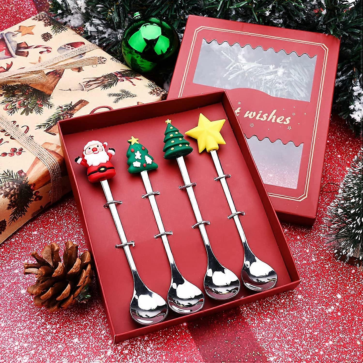 4 Pieces Christmas Spoon Tableware (Silver)