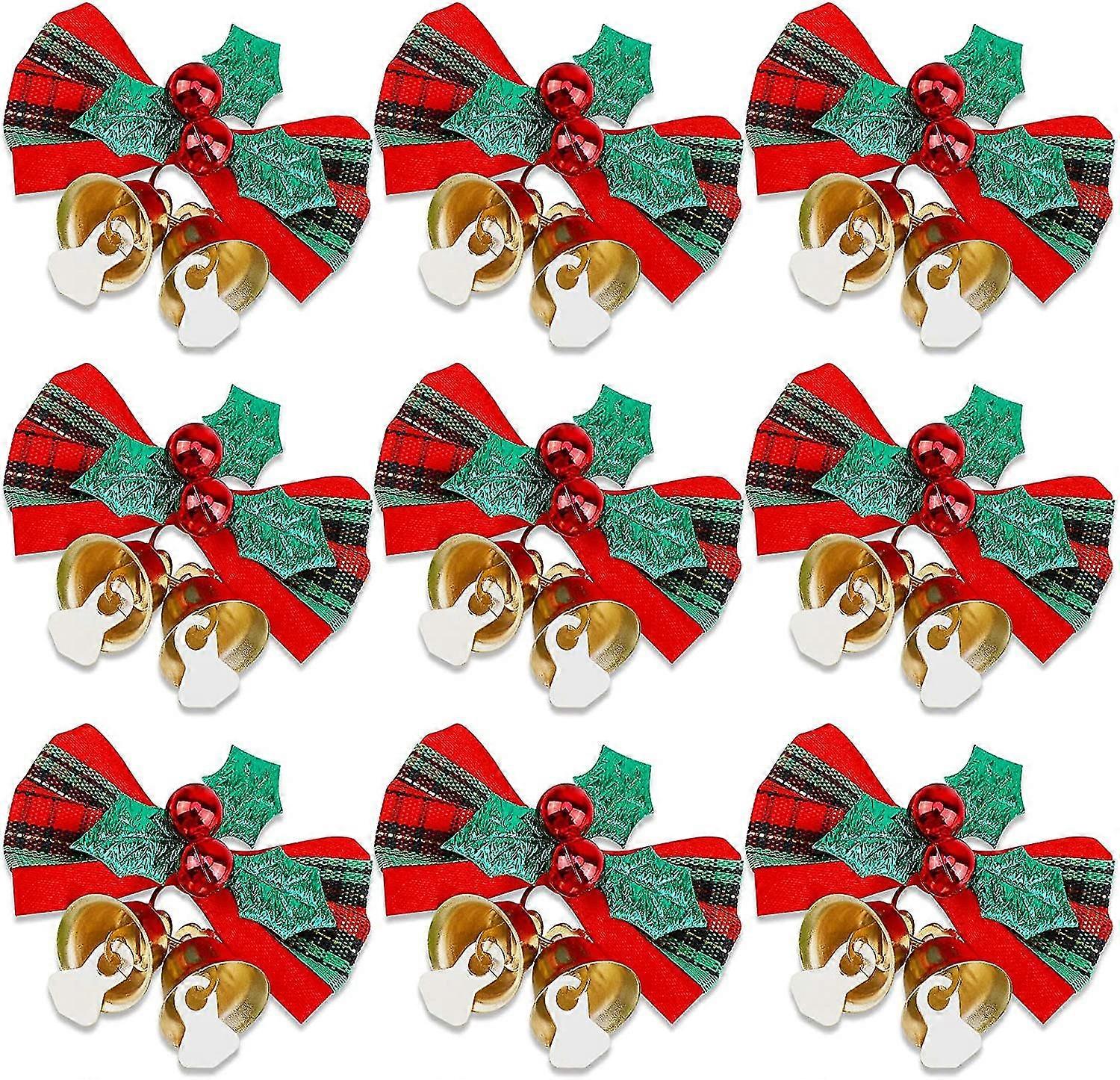 24pcs christmas wreaths with bells bow