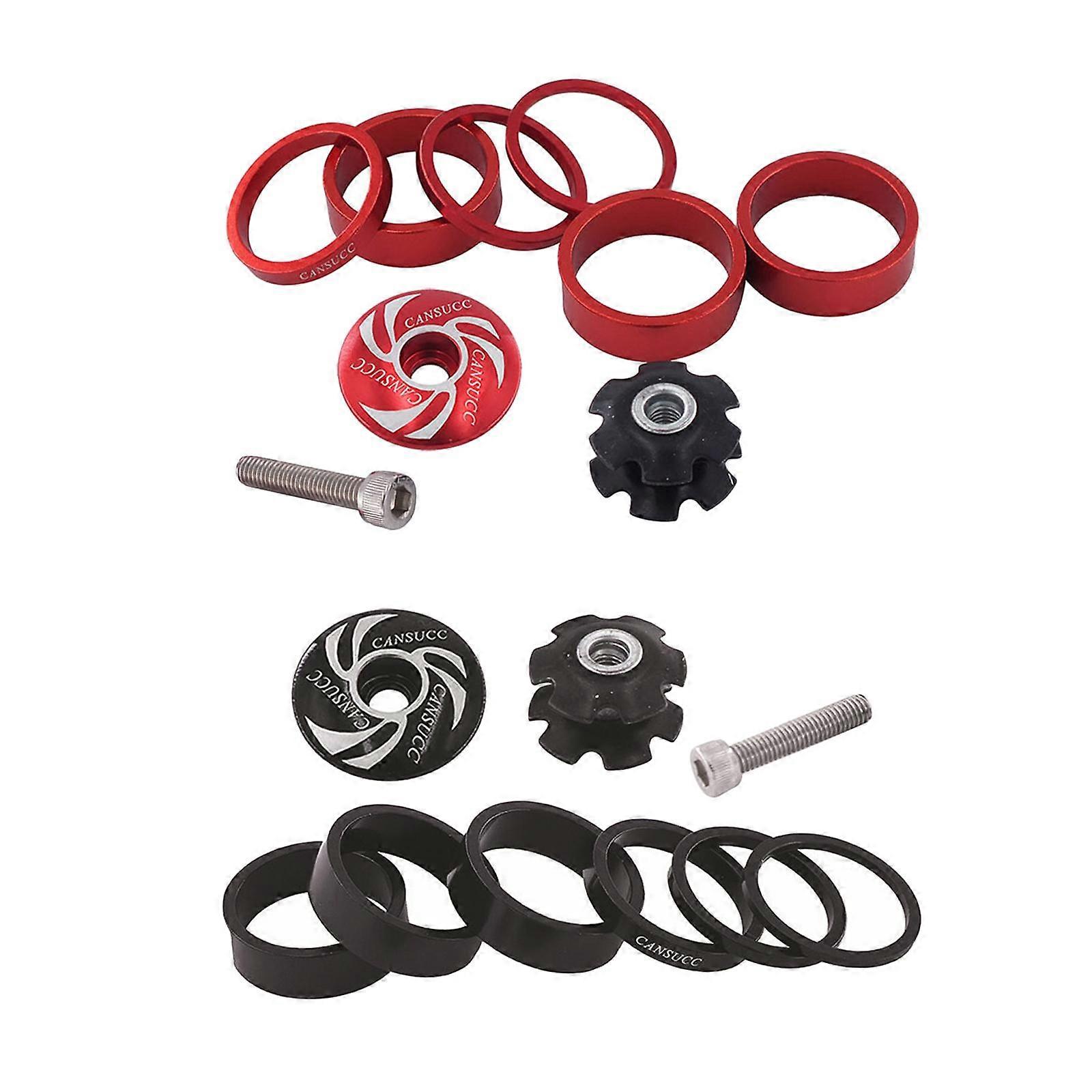 2 Set 1/8 Inch Bicycle Headset Spacer with Top Cap Headset Star Nut Set