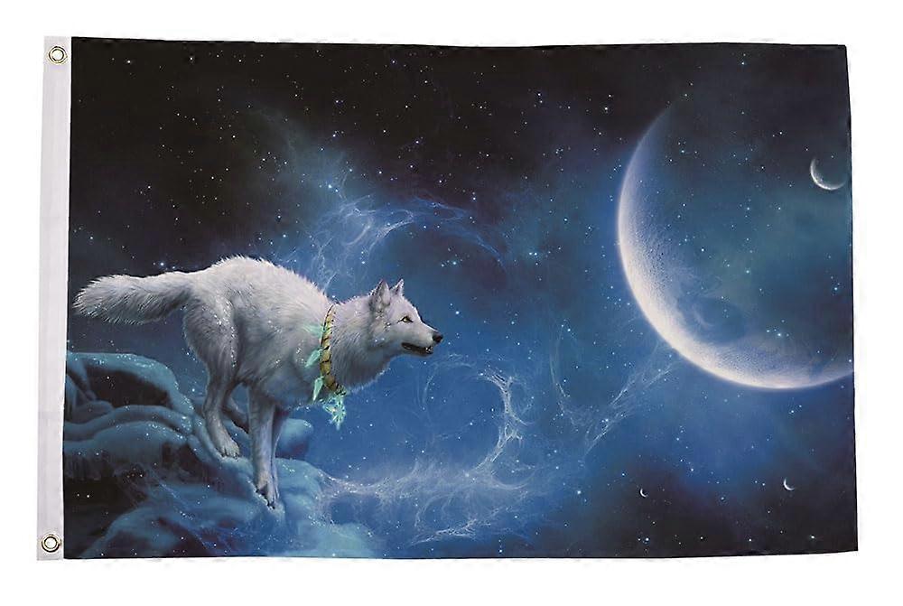 Wolf Night Sky Drapeau Mode 196