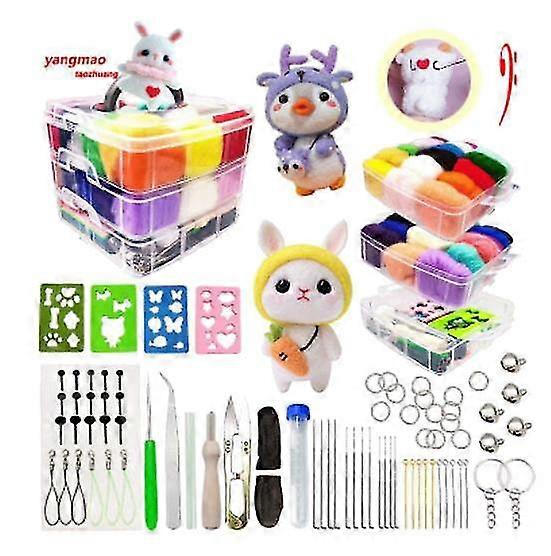 Needle Felting Kits, Wool Roving 50 Colors Set Tools