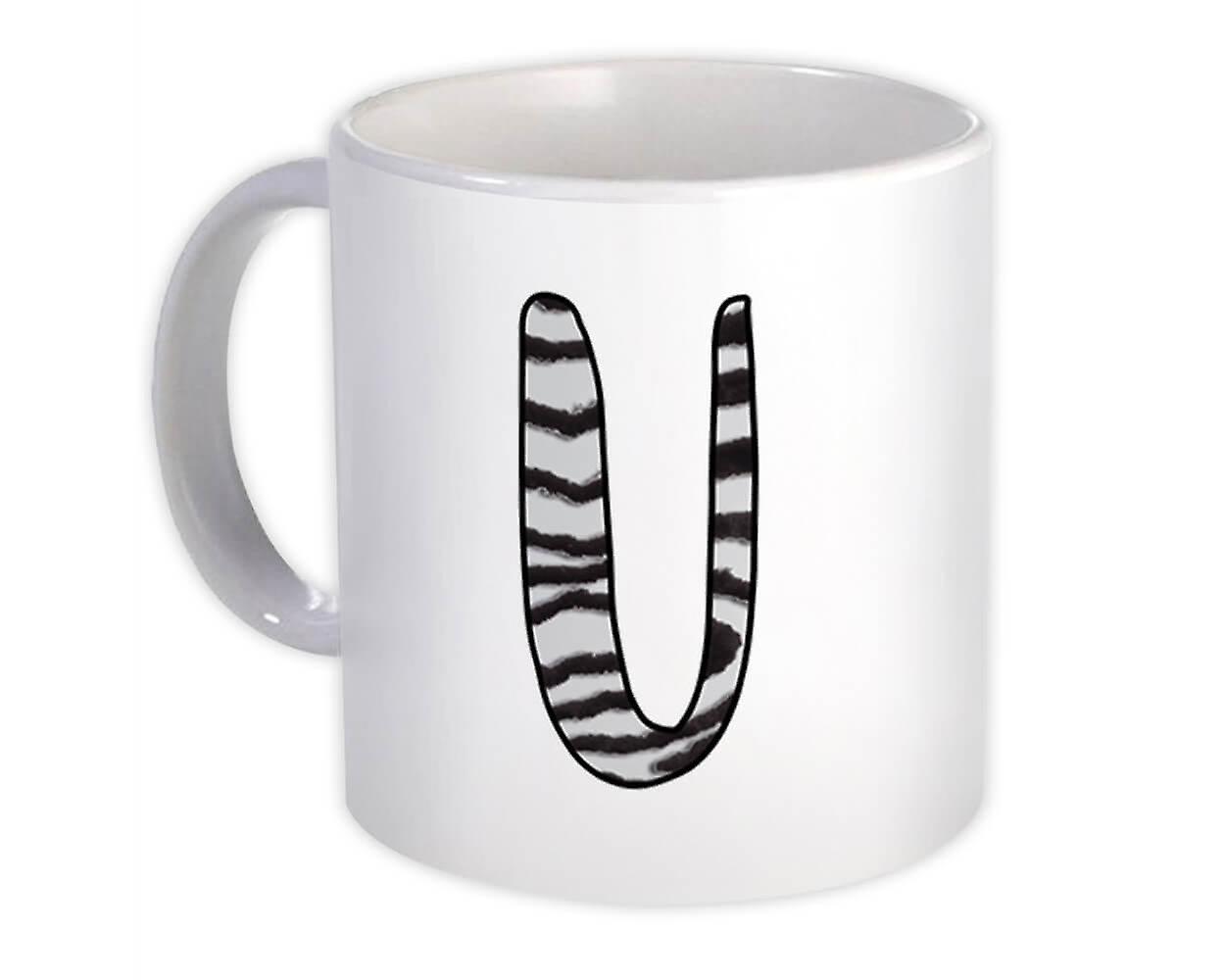 Geschenkbecher: Monogramm Buchstabe U Zebra