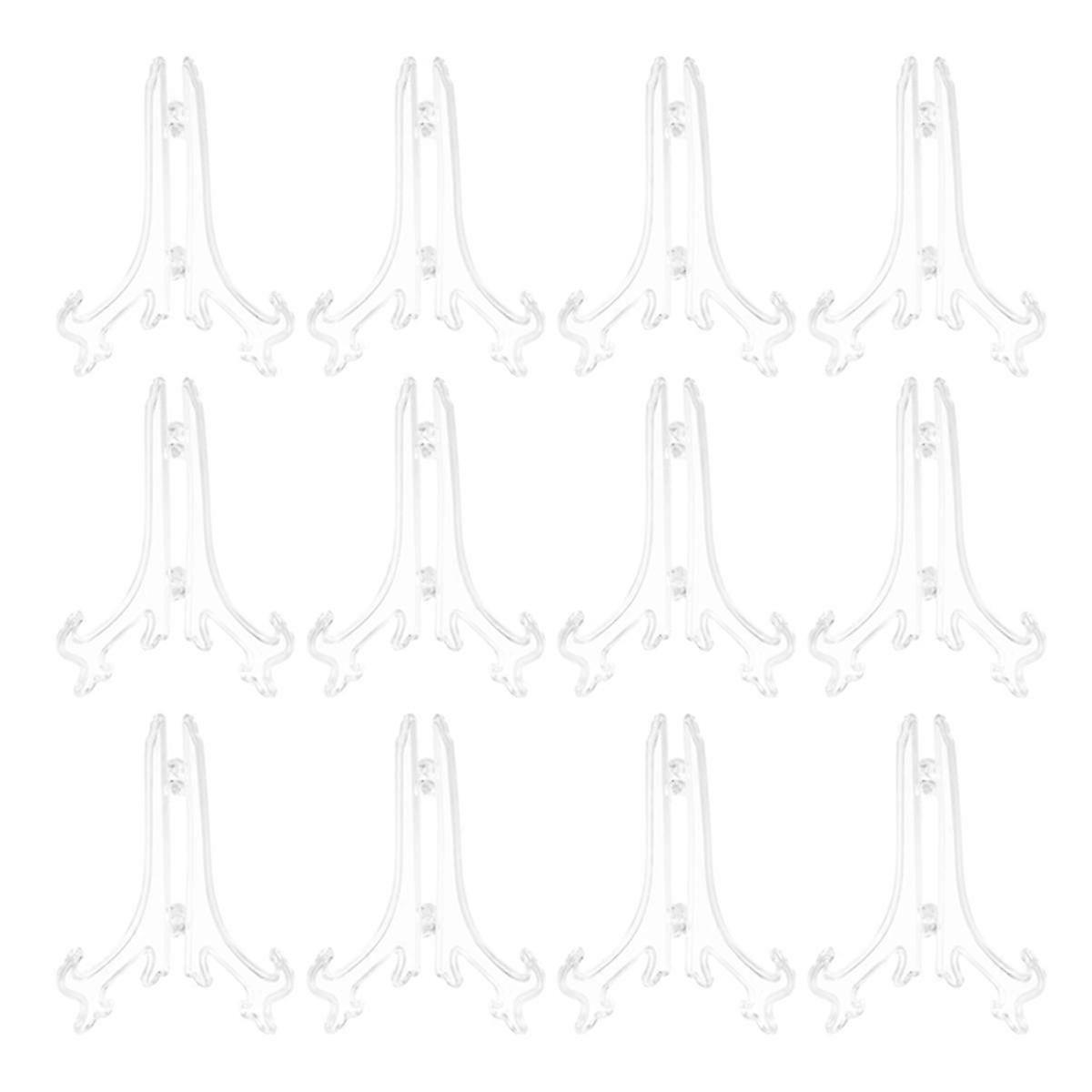 12Pcs/Set Clear Plastic Easels Plate Holders Display Dish Rack Picture Frame Photo Book Pedestal Holder Display Stand