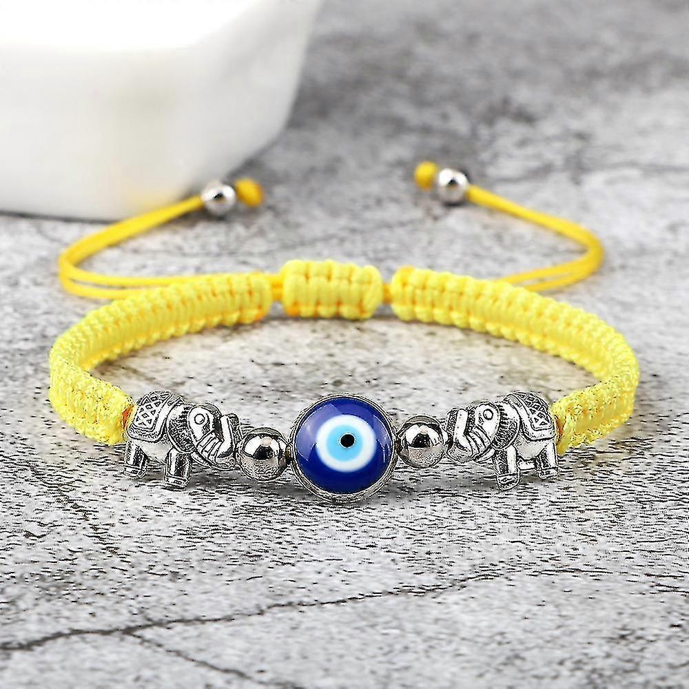 Tyrkisk Evil Eye armbånd for kvinner Menn Lucky flettet Red String Retro Elephant