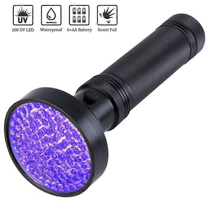 Powerful 100 LED UV Flashlight,UV Flashlight 395nm Black Light,UV Torch with UV Protection Safety Goggles,Ultraviolet Flashlight,Ultra Violet Detector