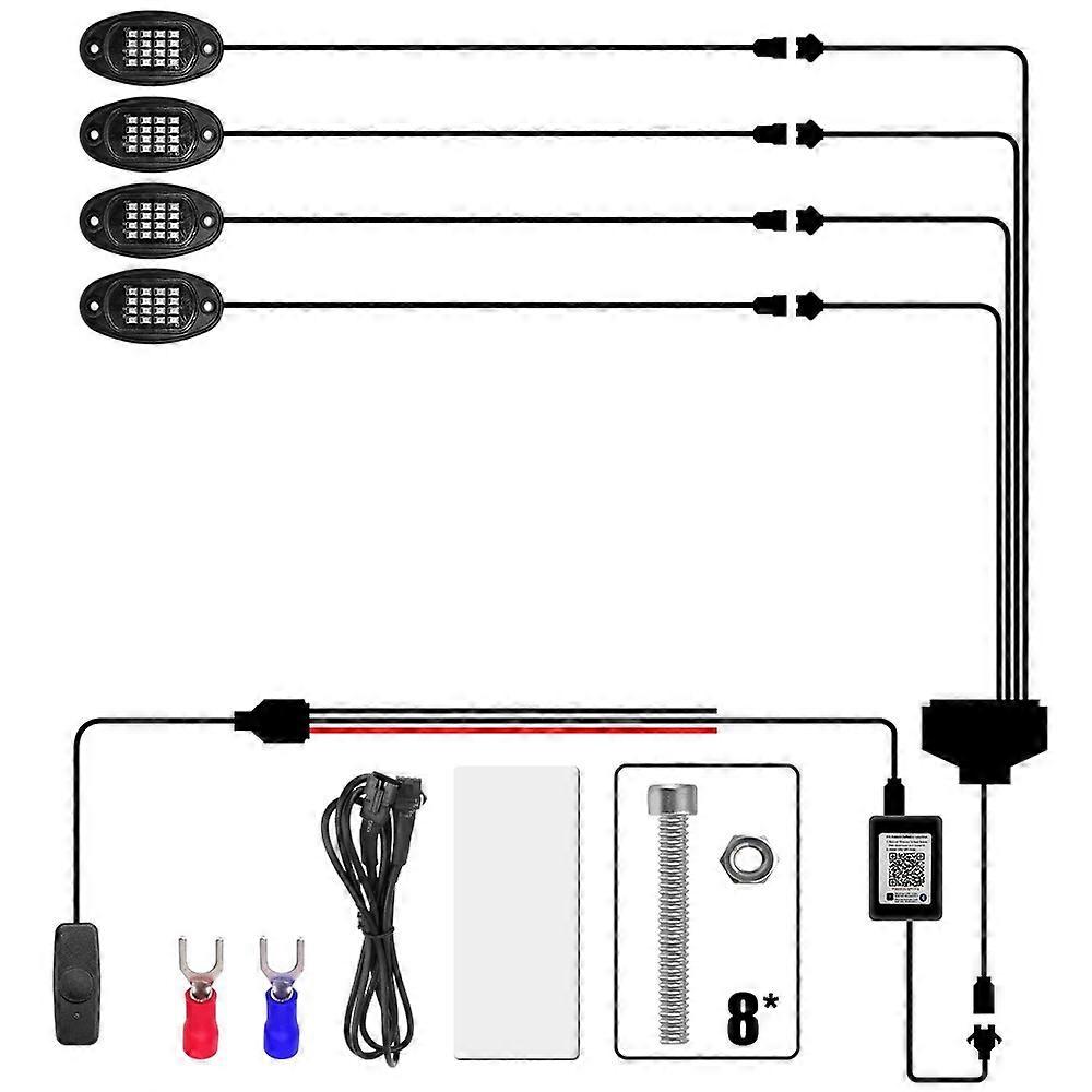 Neon Underglow Lighting Kit with APP & Wireless Remote Control Waterproof RGB LED Rock Lights for SUV Truck Auto Motorcycle