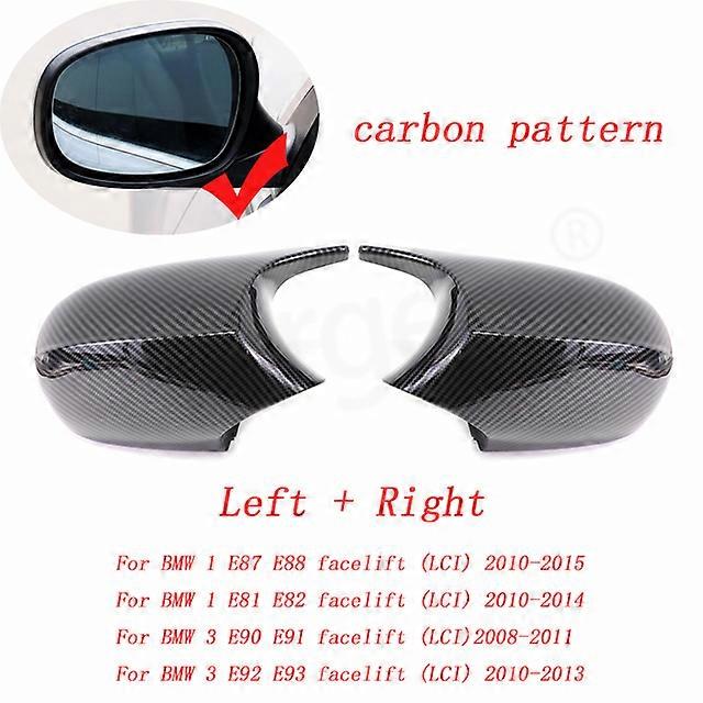 Car Rearview Side Mirror Covers Cap For BMW 1 3 Series E90 E91 E92 E93 E81 E87 E82 E88 Glossy Black Carbon Fiber Replacement