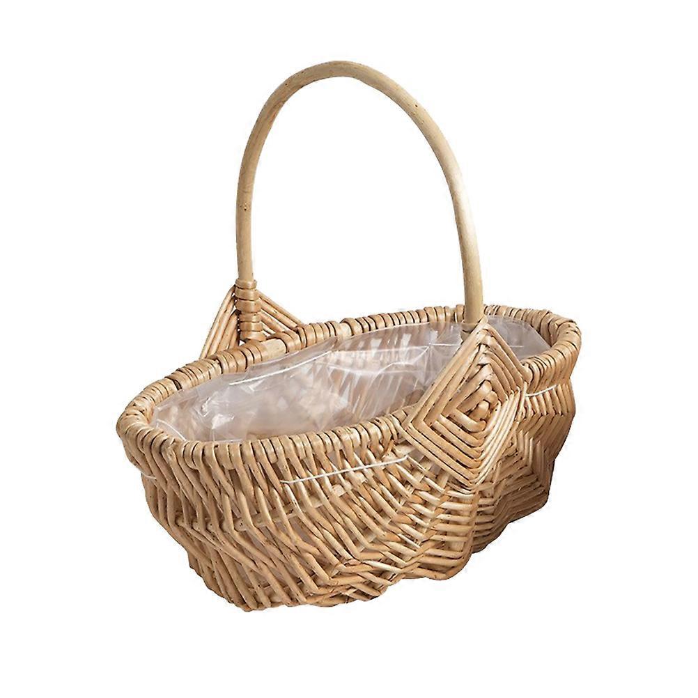 1pc Hand Knitting Wooden Basket Fruit Bread Vegetable Basket Easter Egg Basket