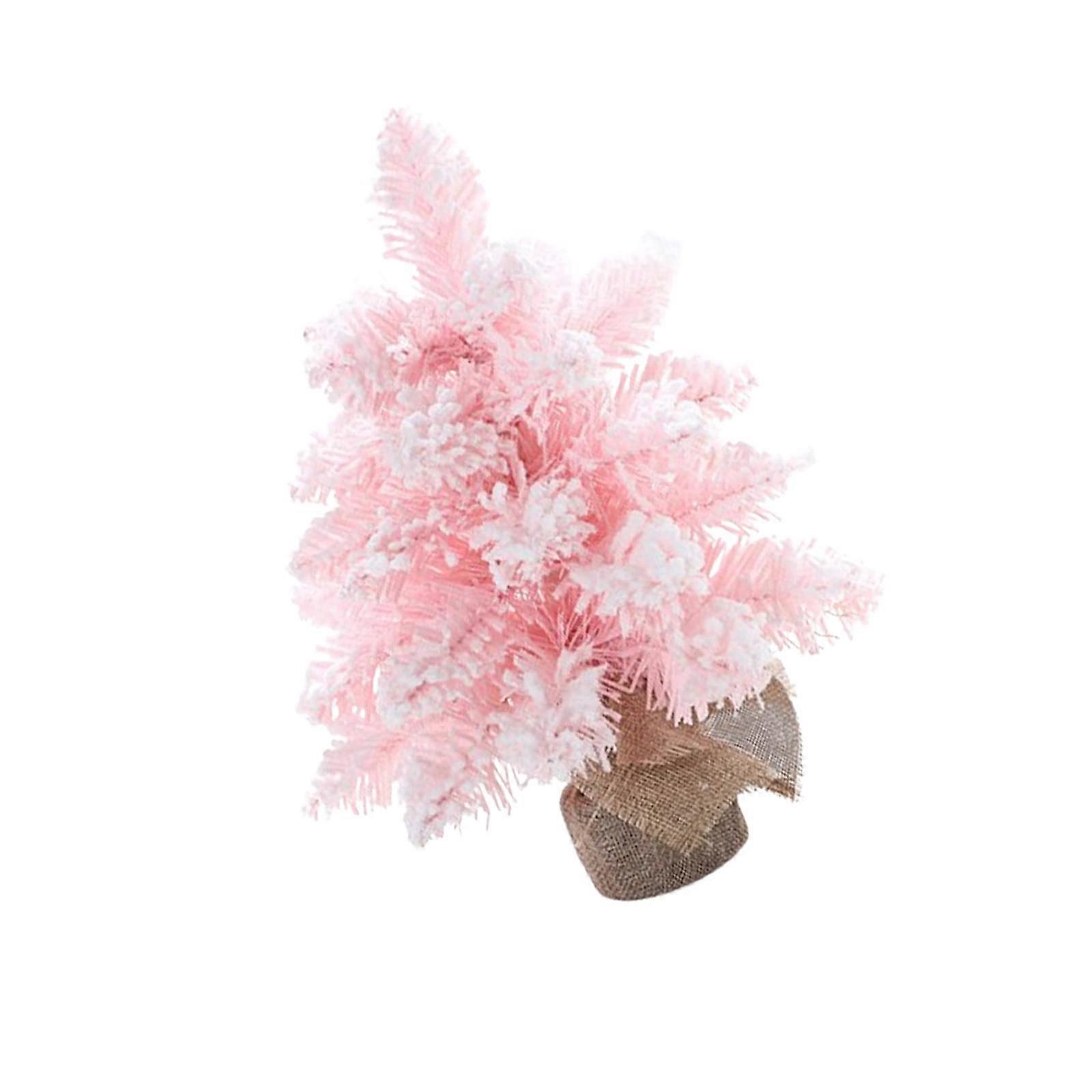 Tabletop Ornament Artwork Christmas Tree Statue for Indoor Bookshelf Desktop 30 cm Pink