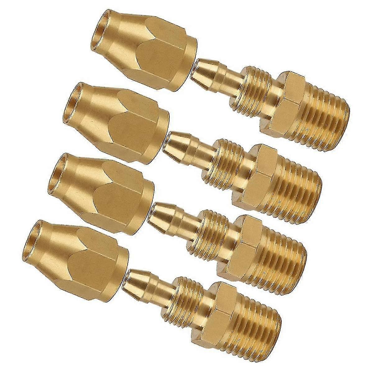 4pcs Brass Pneumatic Replacement Fitting For 1/4-inch Id Hose X 1/4-inch Npt Rigid,solid Brass Reusable Air Hose Splicer