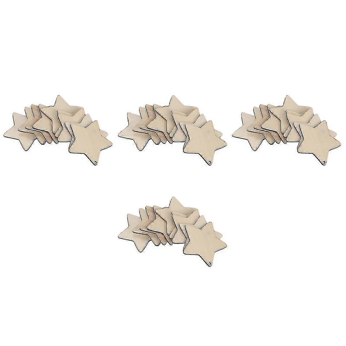 Wooden Star Shapes Craft Tags 40pcs Plain Wood with Hole 10cm