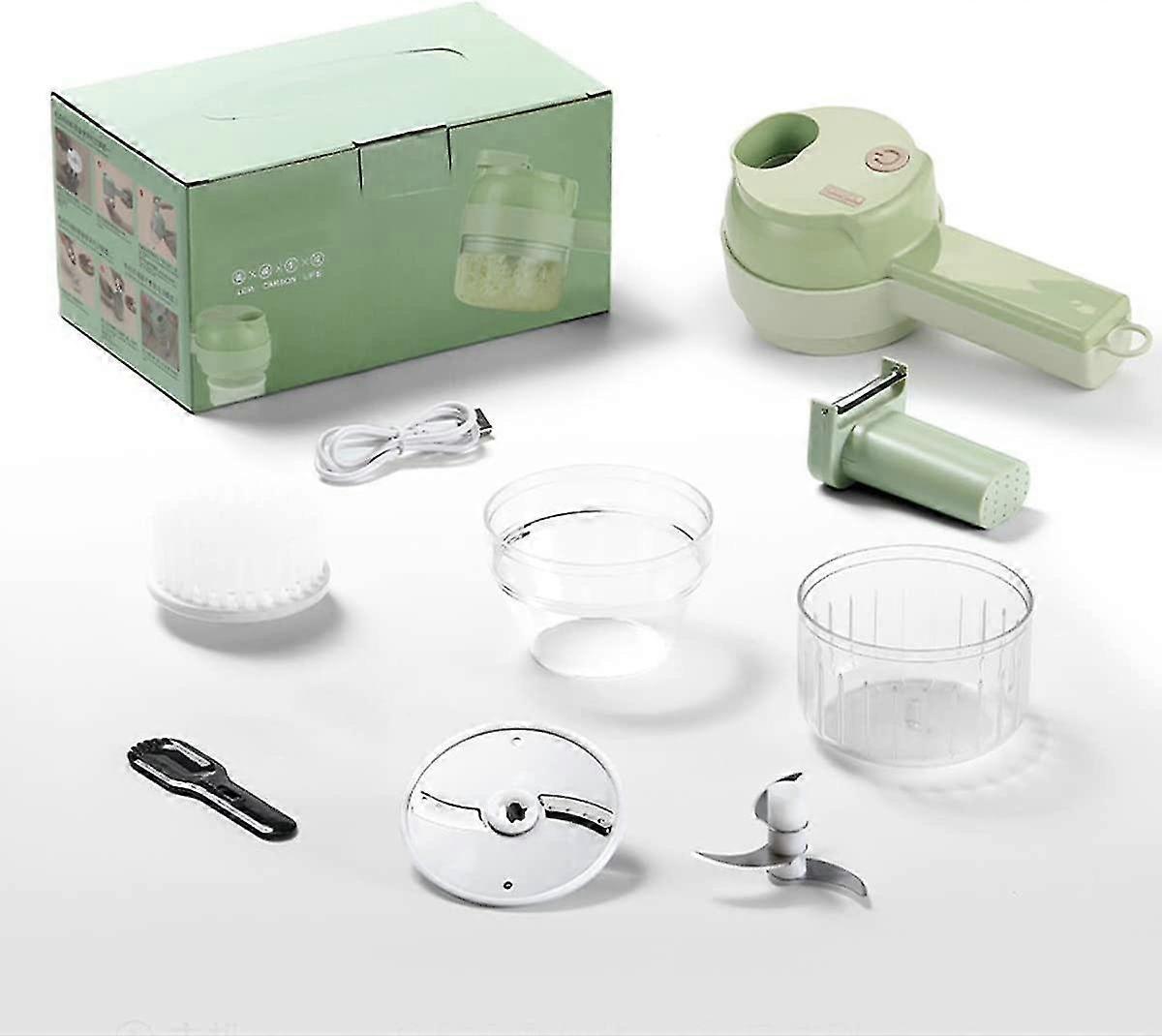 1pc Handheld Electric Vegetable Cutter Set 4 In 1, Portable Vegetable Slicer Blender For Pepper Chili Onion Ginger Meat Mini Food Processors And Chopp