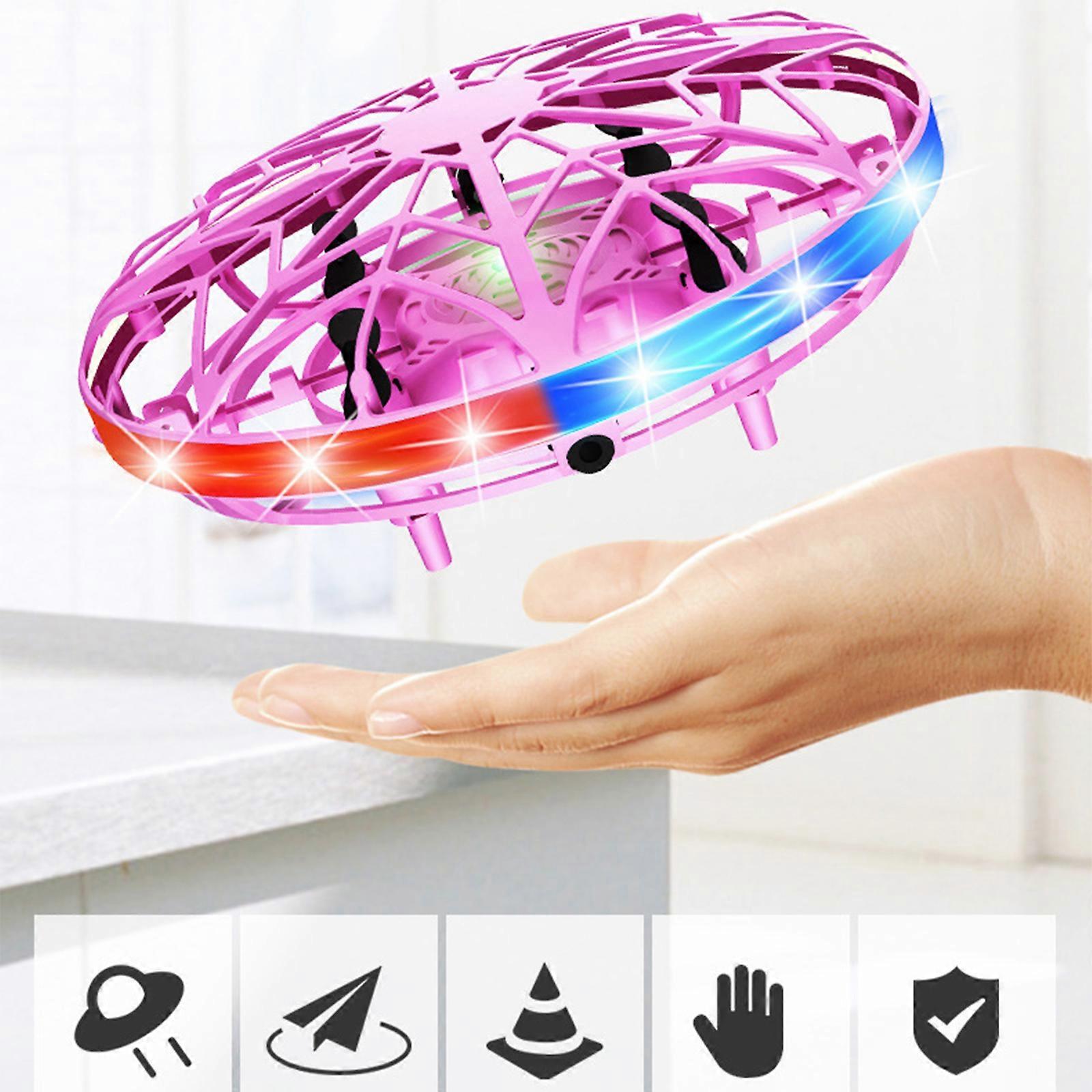 Flying Spinner Mini UFO Drone, Hand Sensor Flying Ball Toy with LED Light, rotatable Floating UFO Drone for Kids Adults Gifts