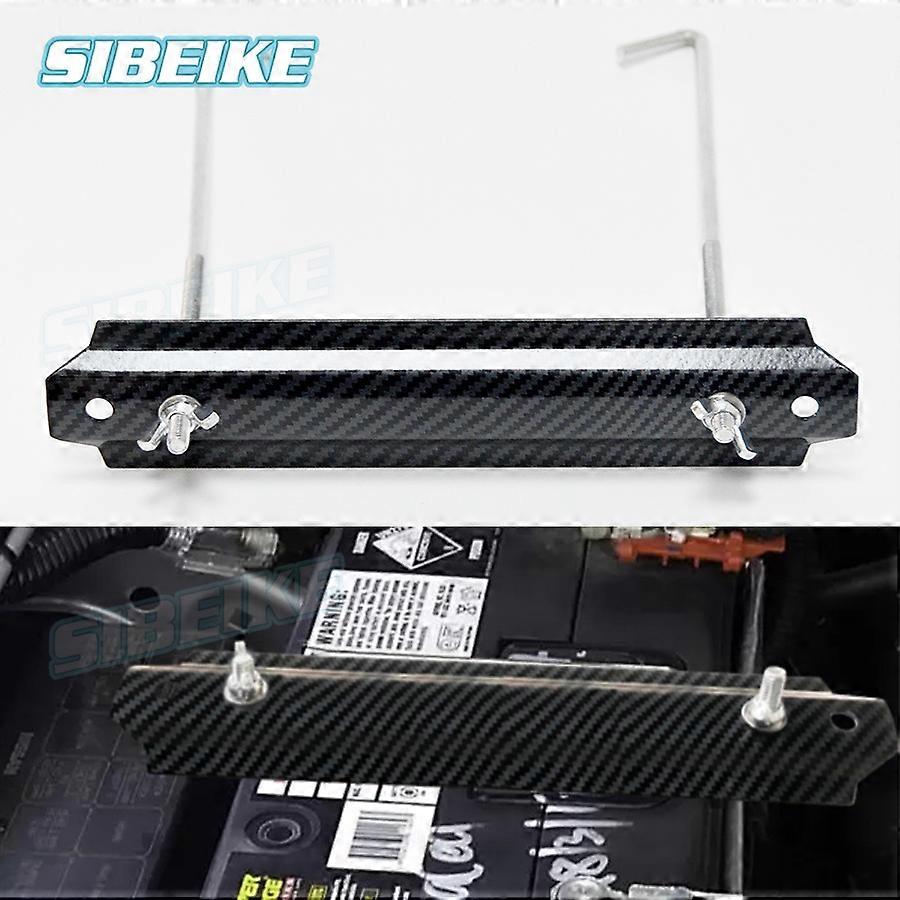 JDM Style Battery Hold Down Clamp High Quality Carbon Fiber Look Tie Down Mount Bracket Brace Bar For Universal Car