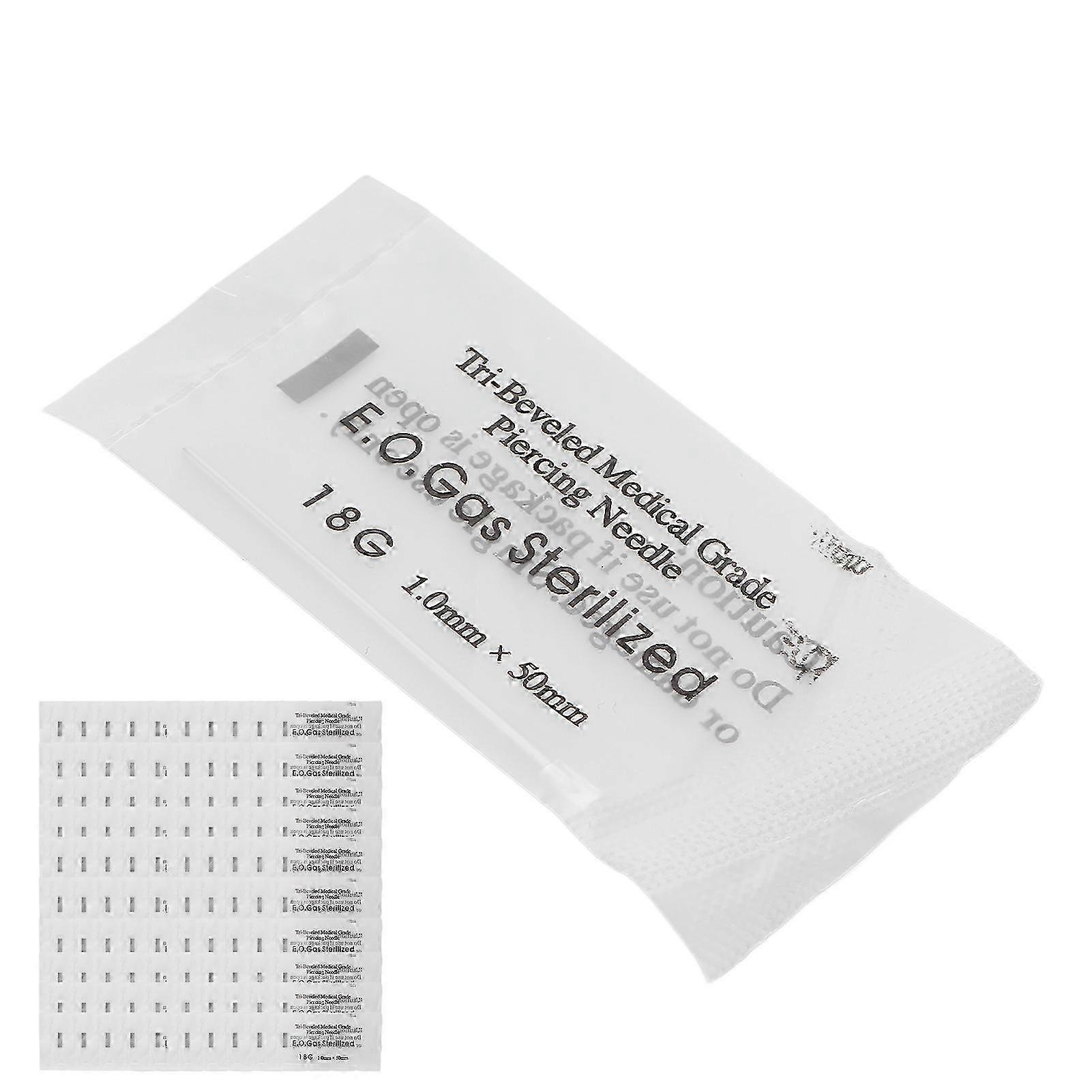 Body Piercing Needles 100pcs 18G Disposable Tool Safe 304 Stainless Steel Professional