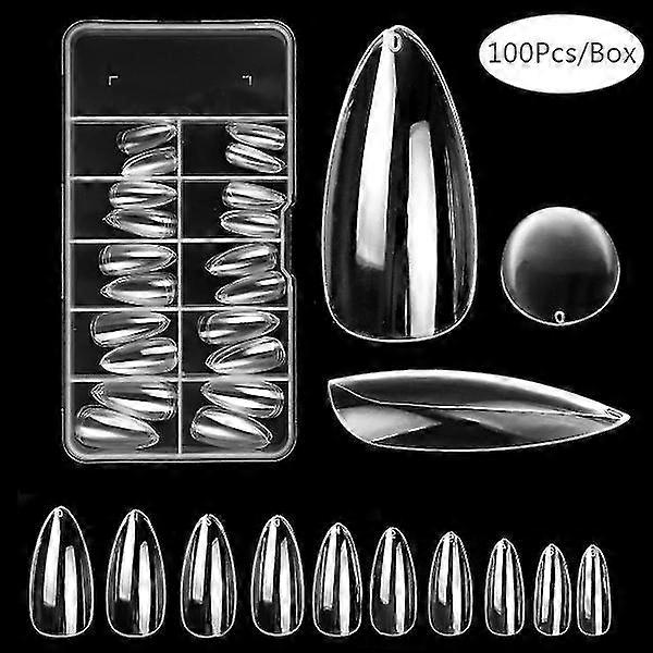 100 transparent long loose nails with storage box